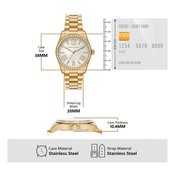Michael Kors Lexington Mother of Pearl White Dial Gold Steel Strap Watch for Women - MK1079 Buy Now By Michael Kors
