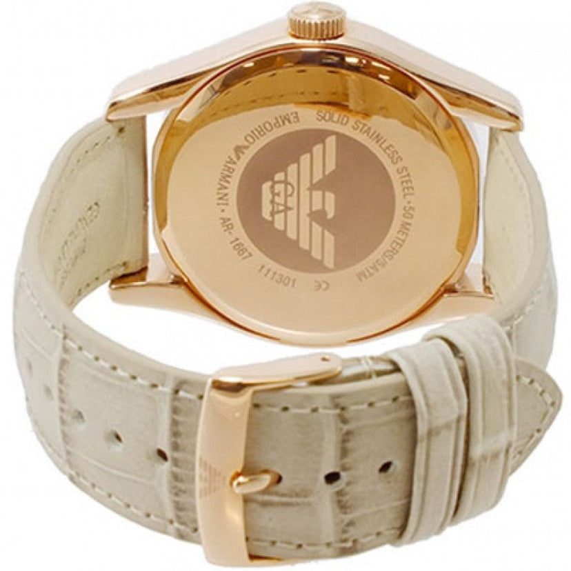 Emporio Armani Valente Analog Beige Dial Beige Leather Strap Watch For Men - AR1667 Buy Now By Emporio Armani