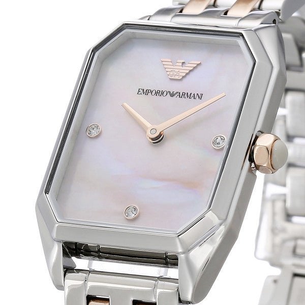 Emporio Armani Gianni T Bar Mother of Pearl Dial Two Tone Steel Strap Watch For Women - AR11146 Buy Now By Emporio Armani