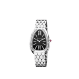 Bvlgari Serpenti Seduttori Diamonds Black Dial Silver Steel Strap Watch for Women - SERPENTI103449 Buy Now By Bvlgari