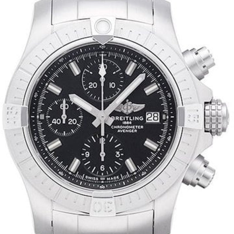 Breitling Avenger Chronograph 43 Black Dial Silver Steel Strap Watch for Men - A13385101B1A1 Buy Now By Breitling