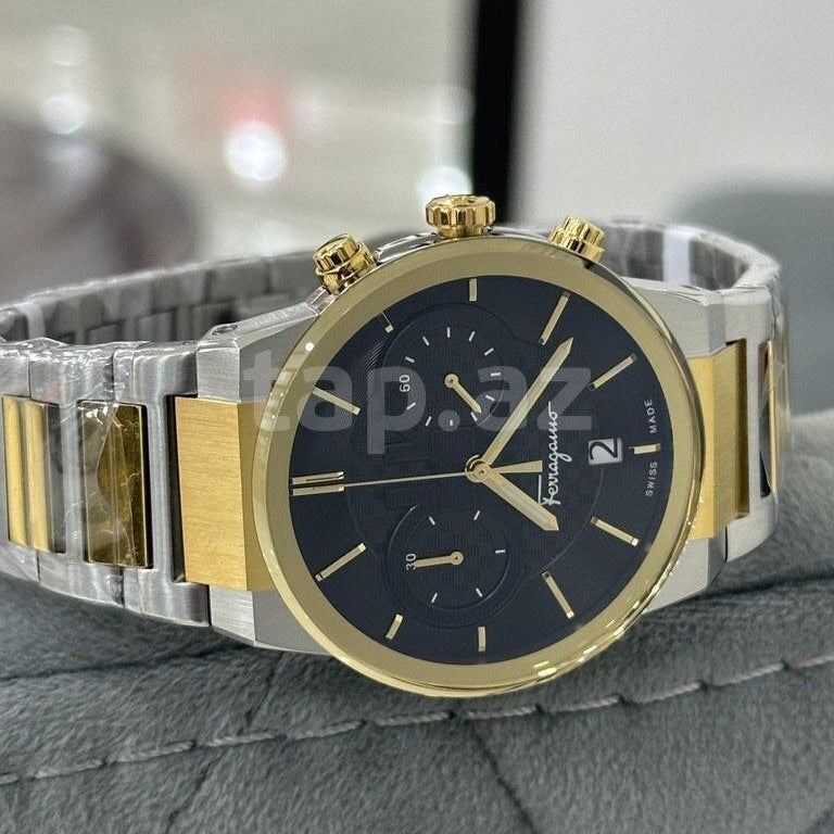 Salvatore Ferragamo F-80 Classic Black Dial Two Tone Steel Strap Watch for Men - SFME00921 Buy Now By Salvatore Ferragamo