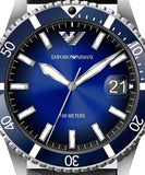 Emporio Armani Diver Three-Hand Quartz Blue Dial Blue Leather Strap Watch For Men - AR11516 Buy Now By Emporio Armani