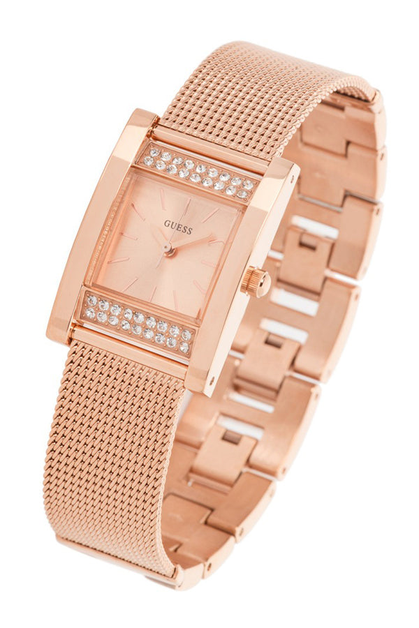 Guess Nouveau Diamonds Rose Gold Dial Rose Gold Mesh Bracelet Watch for Women - W0127L3 Buy Now By Guess