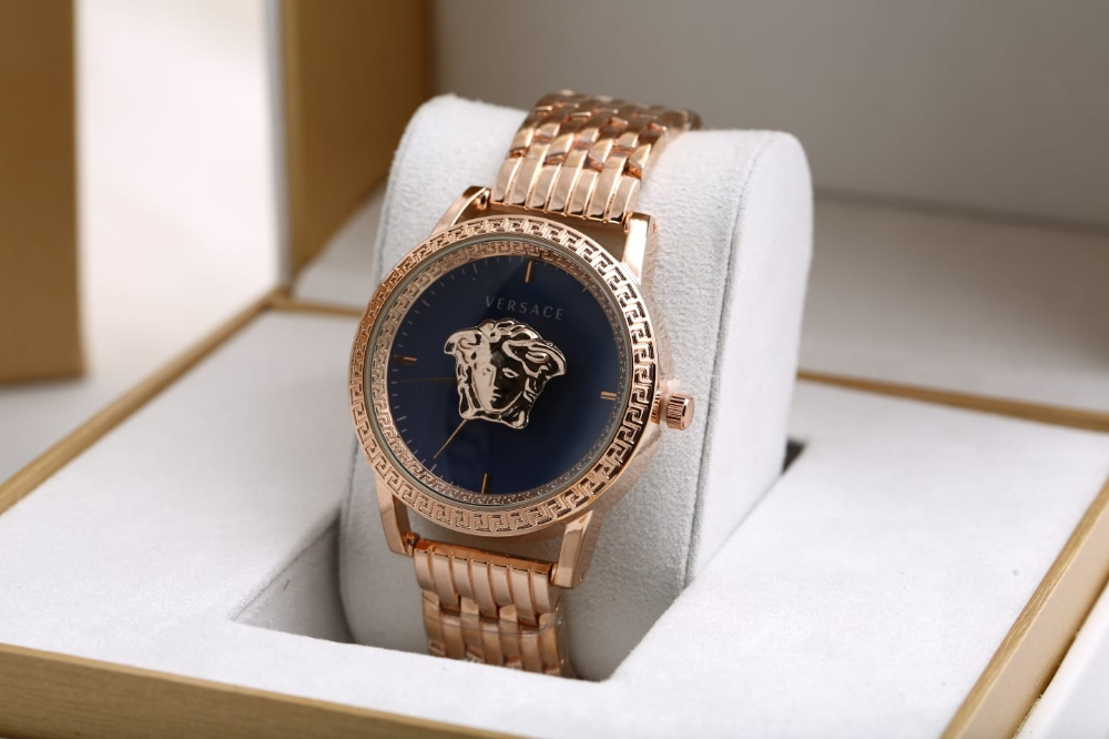 Versace Palazzo Empire Black Dial Rose Gold Steel Strap Watch for Men - VERD00718 Buy Now By Versace