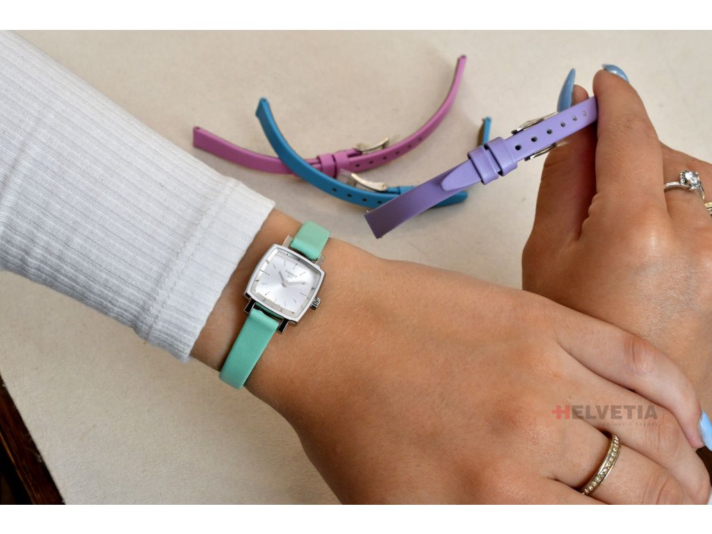 Tissot T Lady Lovely Square Silver Dial Light Green Leather Strap Watch for Women - T058.109.16.031.01 Buy Now By Tissot