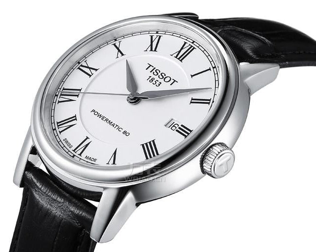 Tissot Carson Powermatic 80 White Dial Black Leather Strap Watch For Men - T085.407.16.013.00 Buy Now By Tissot