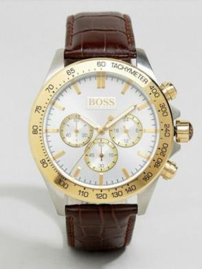 Hugo Boss Ikon White Dial Brown Leather Strap Watch for Men - 1513174 Buy Now By Hugo Boss