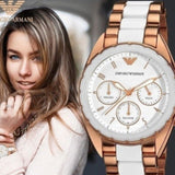 Emporio Armani Sportivo White Dial Rose Gold & White Steel Strap Watch For Women - AR5942 Buy Now By Emporio Armani