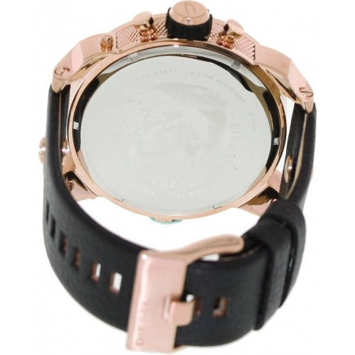 Diesel Little Daddy Black & Gold Dial Black Leather StrapWatch For Men - DZ7282 Buy Now By Diesel