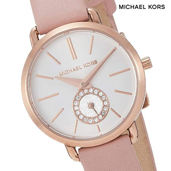 Michael Kors Petite Portia Silver Dial Pink Rubber Strap Watch For Women - MK2735 Buy Now By Michael Kors