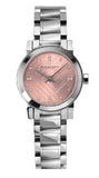 Burberry The City Diamonds Pink Dial Silver Steel Strap Watch for Women - BU9223 Buy Now By Burberry