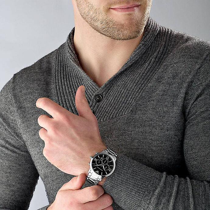 Emporio Armani Giovanni Chronograph Black Dial Silver Steel Strap Watch For Men - AR11208 Buy Now By Emporio Armani