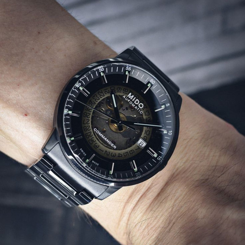 Mido Commander II Automatic Gradient Black Dial Black Steel Strap Watch For Men - M021.407.33.411.00 Buy Now By Mido