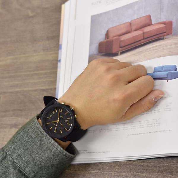 Armani Exchange Outerbanks Chronograph Black Dial Black Steel Strap Watch For Men - AX7105 Buy Now By Armani Exchange