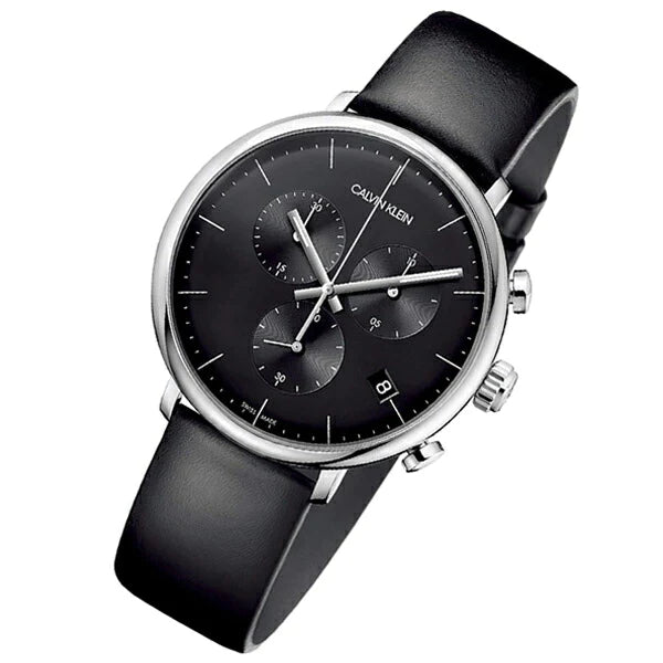 Calvin Klein High Noon Chronograph Black Dial Black Leather Strap Watch for Men - K8M271C1 Buy Now By Calvin Klein