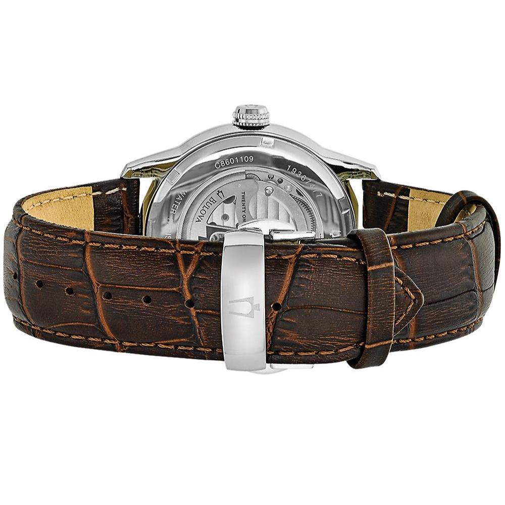 Bulova Classic Skeleton Automatic Brown Dial Brown Leather Strap Watch for Men - 96A120 Buy Now By Bulova