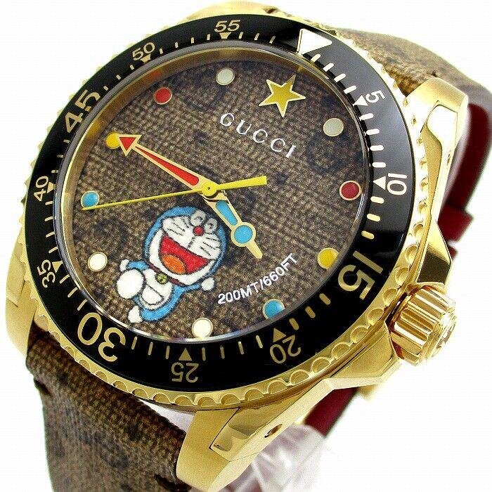 Gucci Dive Doraemon Quartz Brown Dial Brown Leather Strap Watch For Men - YA136335 Buy Now By Gucci