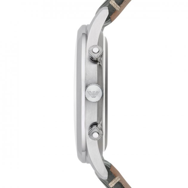 Emporio Armani Classic Chronograph Silver Dial Grey Leather Strap Watch For Men - AR1861 Buy Now By Emporio Armani