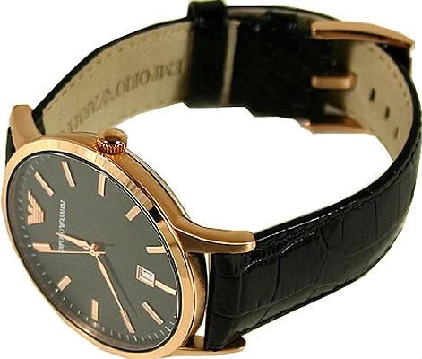 Emporio Armani Renato Quartz Black Dial Black Leather Strap Watch For Men - AR2425 Buy Now By Emporio Armani