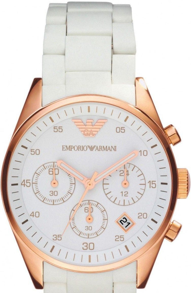 Emporio Armani Sportivo Silver Dial White Silicone Strap Watch For Women - AR5920 Buy Now By Emporio Armani