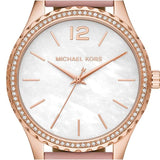 Michael Kors Layton Three-Hand White Dial Pink Leather Strap Watch for Women - MK2909 Buy Now By Michael Kors