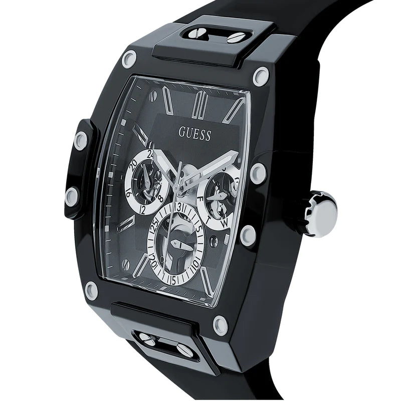 Guess Phoenix Multifunction Black Dial Black Rubber Strap Watch for Men - GW0203G3 Buy Now By Guess