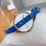 Calvin Klein Rebel Blue Silver Dial Blue Leather Strap Watch for Women - K8P231V6 Buy Now By Calvin Klein