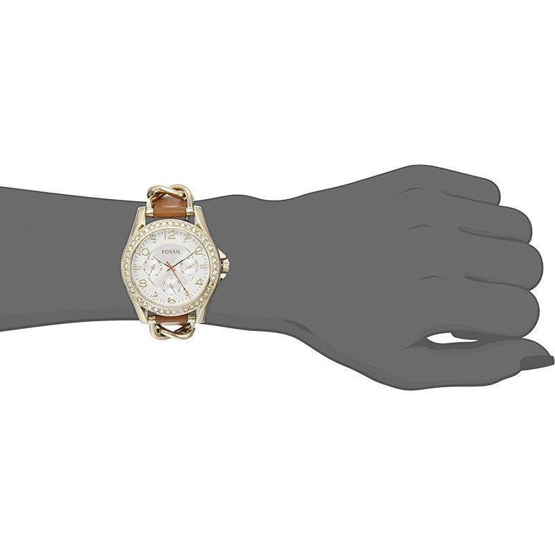 Fossil Riley Multifunction White Dial Orange Leather Strap Watch for Women - ES3723 Buy Now By Fossil