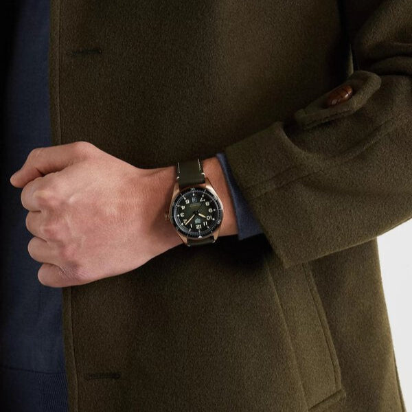 Tag Heuer Autavia Calibre 5 Automatic Olive Green Dial Green Leather Strap Watch for Men - WBE5190.FC8268 Buy Now By Tag Heuer