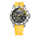 Tommy Hilfiger Sports Multifunction Black Dial Yellow Rubber Strap Watch for Men - 1791144 Buy Now By Tommy Hilfiger