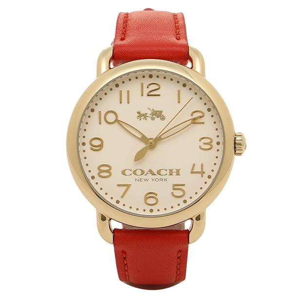 Coach Delancey Ivory Dial Orange Leather Strap Watch for Women - 14502719 Buy Now By Coach