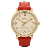 Coach Delancey Ivory Dial Orange Leather Strap Watch for Women - 14502719 Buy Now By Coach