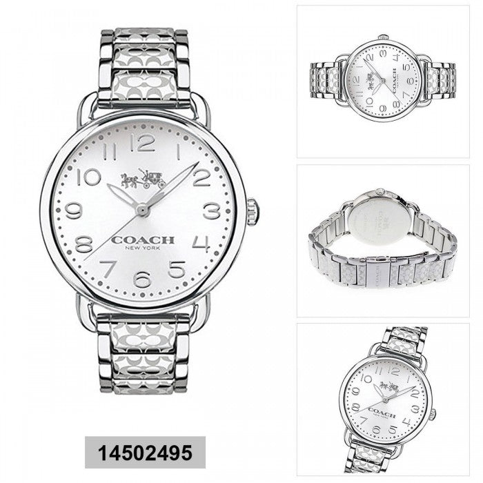 Coach Delancey White Dial Silver Steel Strap Watch for Women - 14502495