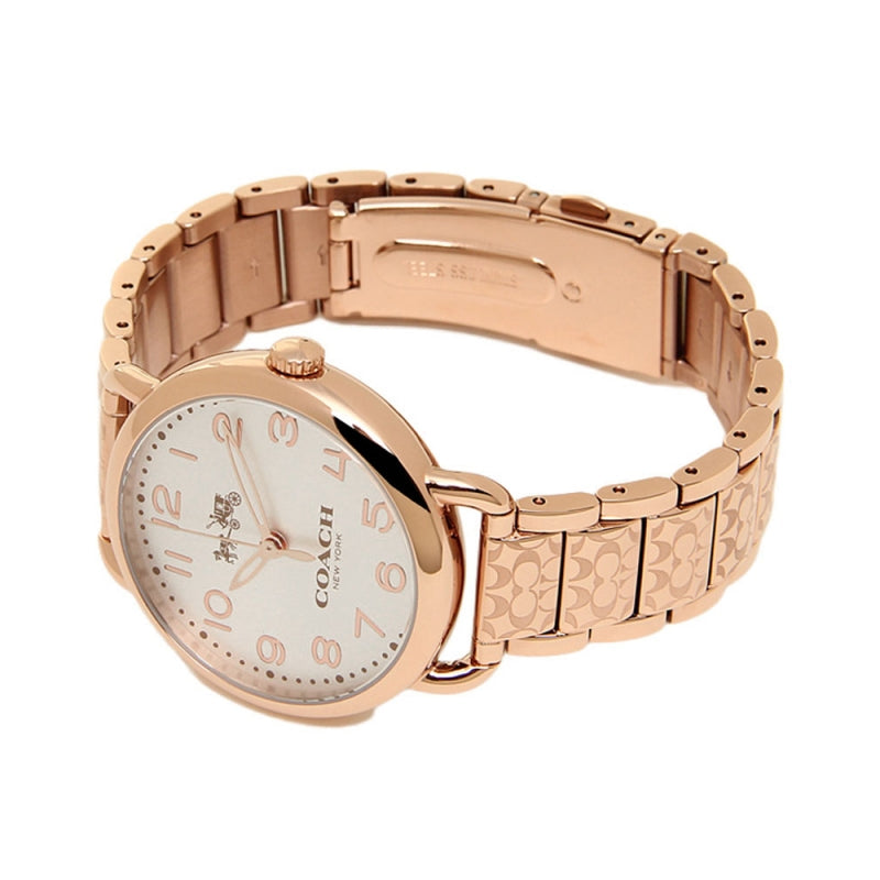 Coach Delancey White Dial Rose Gold Steel Strap Watch for Women - 14502497 Buy Now By Coach