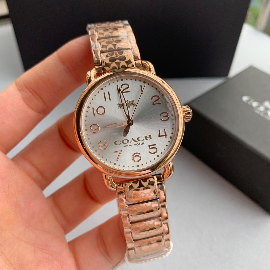 Coach Delancey White Dial Rose Gold Steel Strap Watch for Women - 14502242 Buy Now By Coach