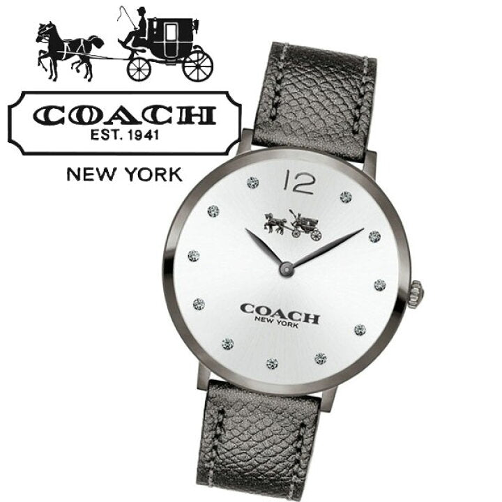 Coach Slim Easton Silver Dial Grey Leather Strap Watch for Women - 14502686 Buy Now By Coach