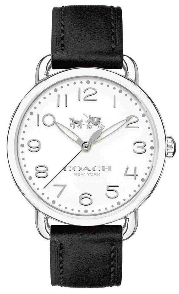 Coach Delancey White Dial Black Leather Strap Watch for Women - 14502714 Buy Now By Coach