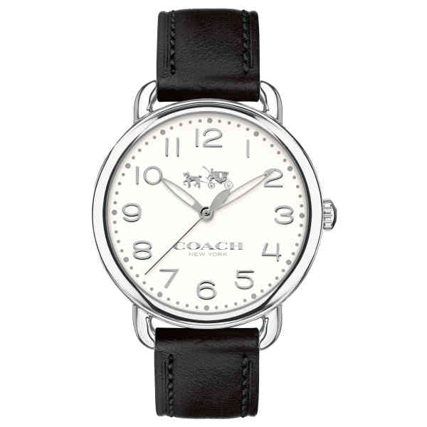Coach Delancey White Dial Black Leather Strap Watch for Women - 14502714 Buy Now By Coach