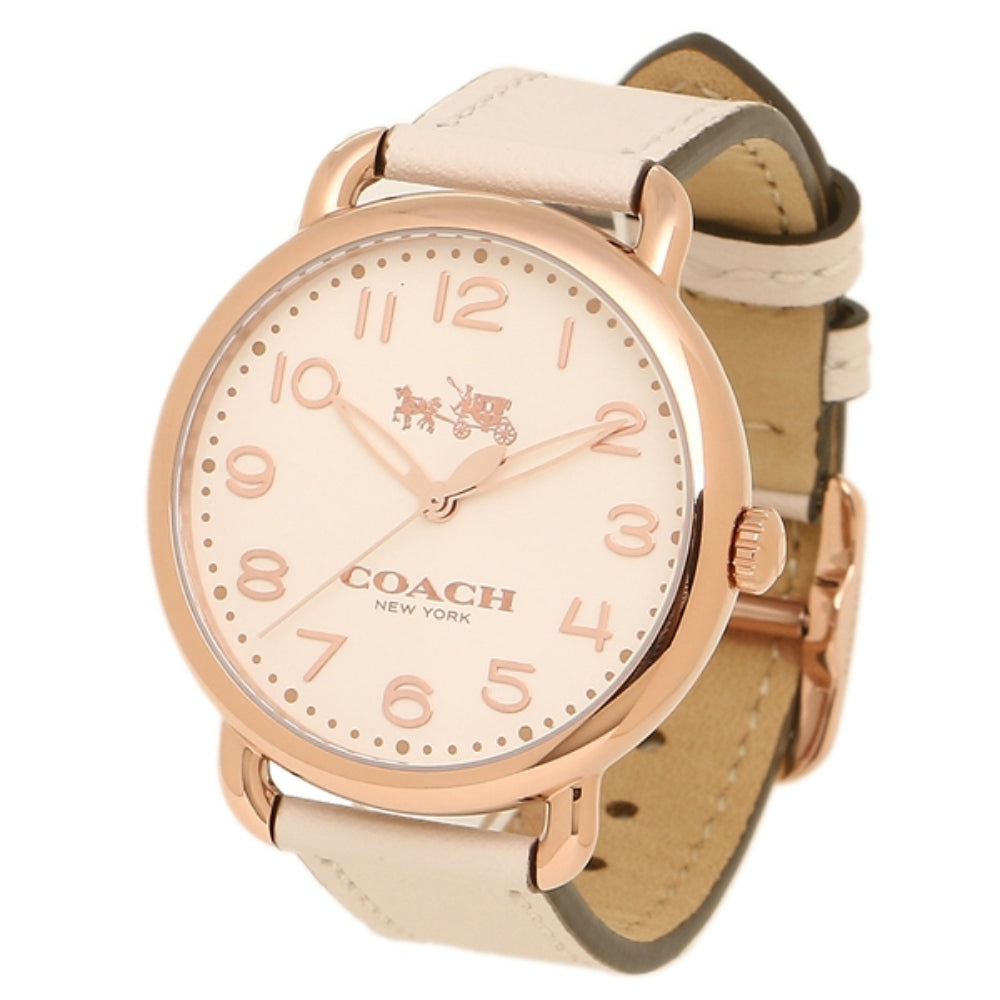 Coach Delancey White Dial White Leather Strap Watch for Women - 14502716 Buy Now By Coach