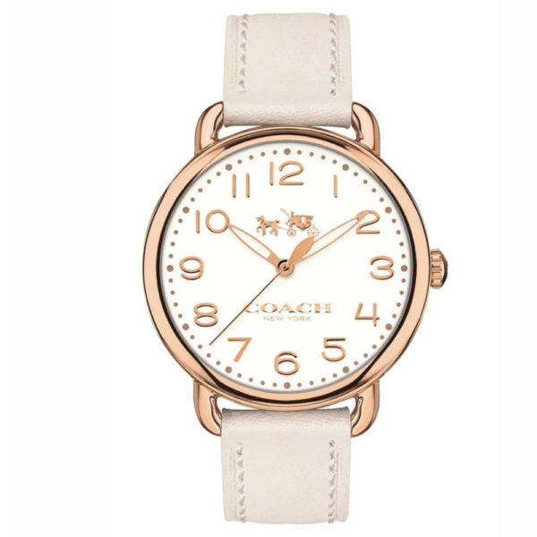 Coach Delancey White Dial White Leather Strap Watch for Women - 14502716 Buy Now By Coach