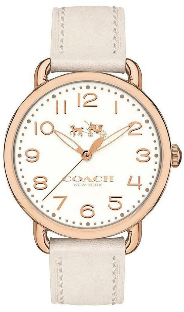 Coach Delancey White Dial White Leather Strap Watch for Women - 14502716 Buy Now By Coach