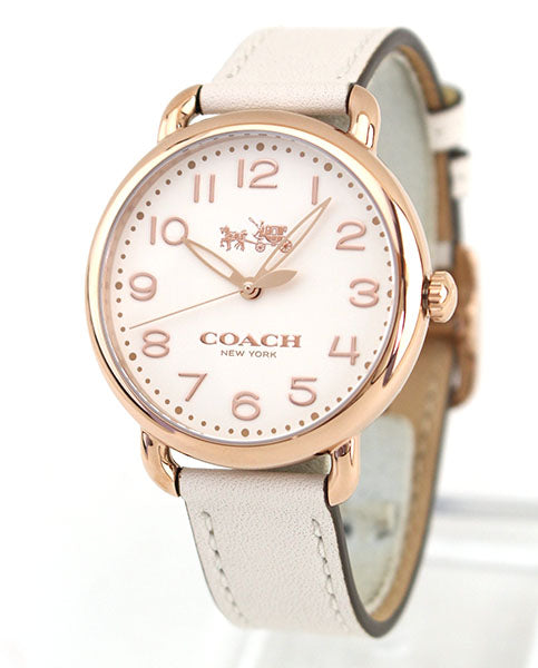 Coach Delancey White Dial White Leather Strap Watch for Women - 14502716 Buy Now By Coach