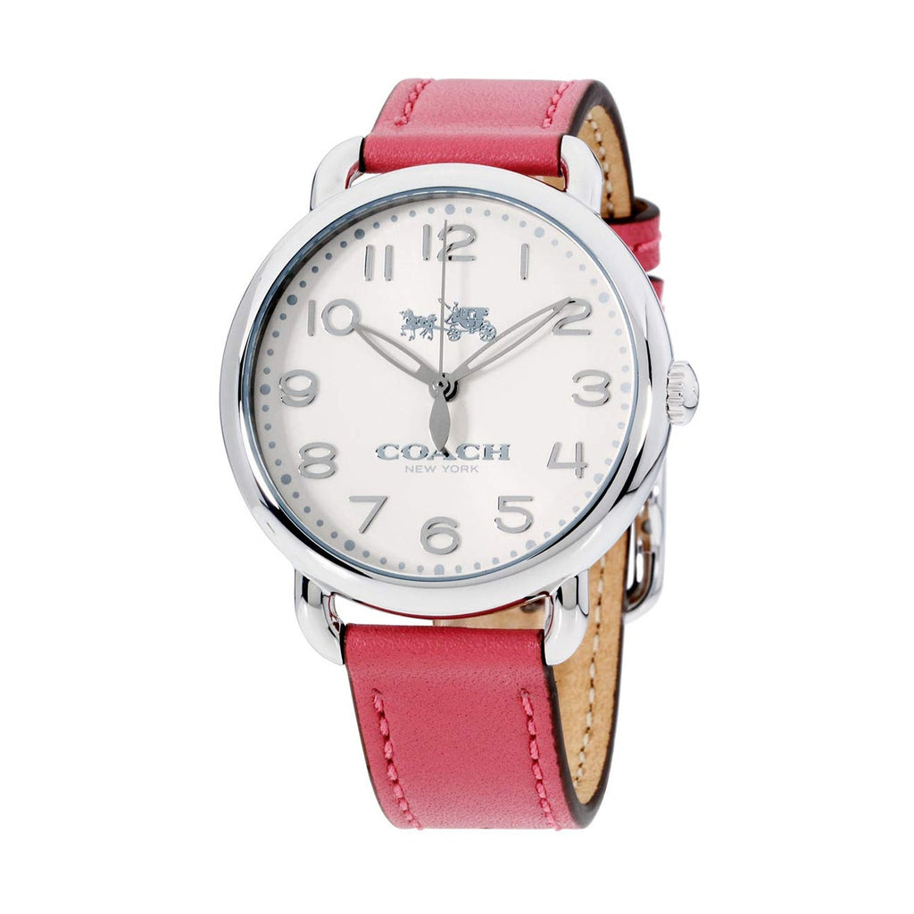 Coach Delancey White Dial Pink Leather Strap Watch for Women - 14502717 Buy Now By Coach