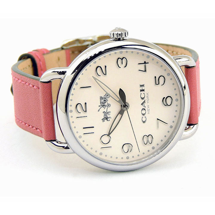 Coach Delancey White Dial Pink Leather Strap Watch for Women - 14502717 Buy Now By Coach