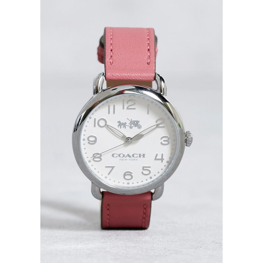 Coach Delancey White Dial Pink Leather Strap Watch for Women - 14502717 Buy Now By Coach