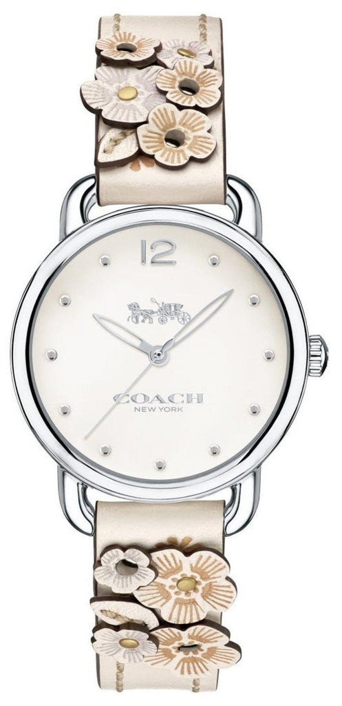 Coach Delancey White Dial Floral White Leather Strap Watch for Women - 14502760 Buy Now By Coach
