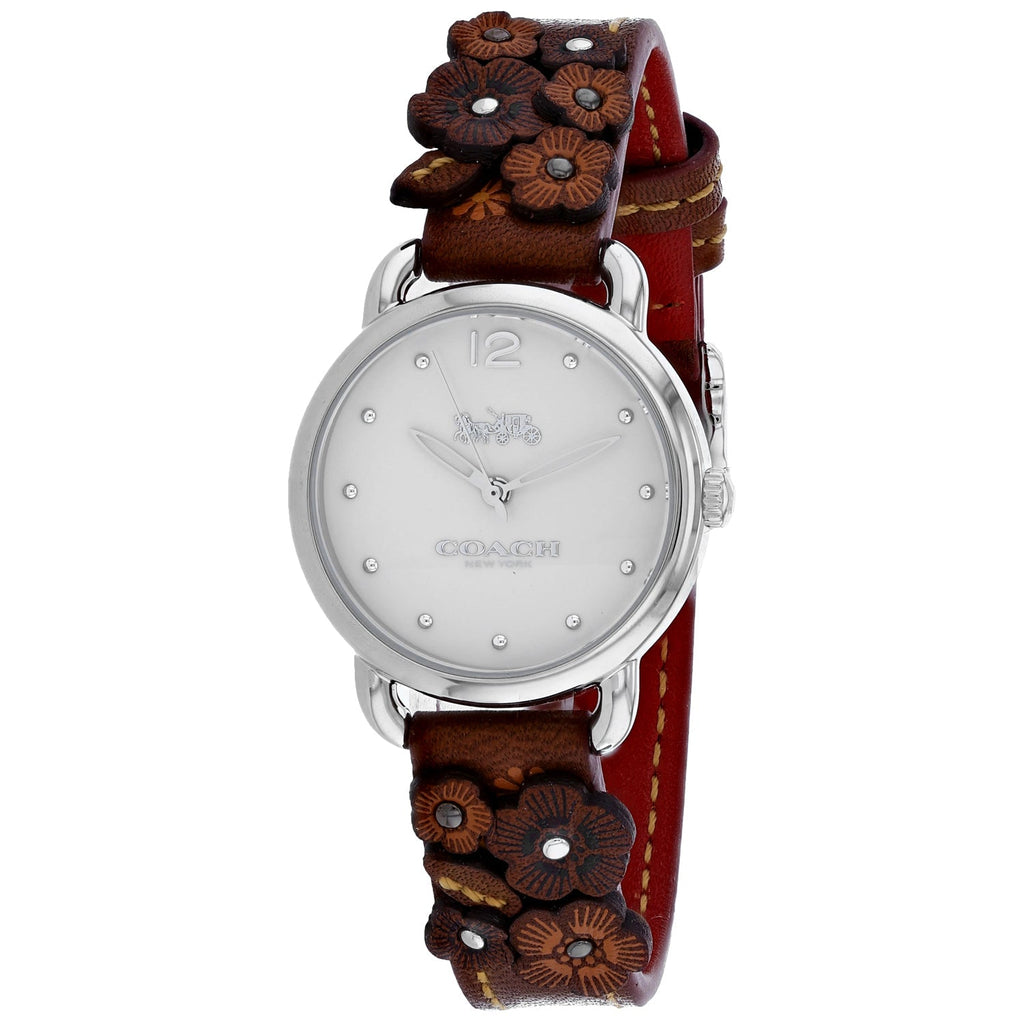 Coach Delancey White Dial Floral Brown Leather Strap Watch for Women - 14502761 Buy Now By Coach