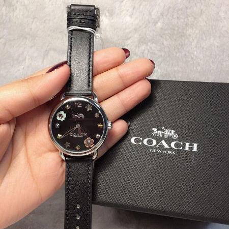 Coach Delancey Black Dial Black Leather Strap Watch for Women - 14502780 Buy Now By Coach
