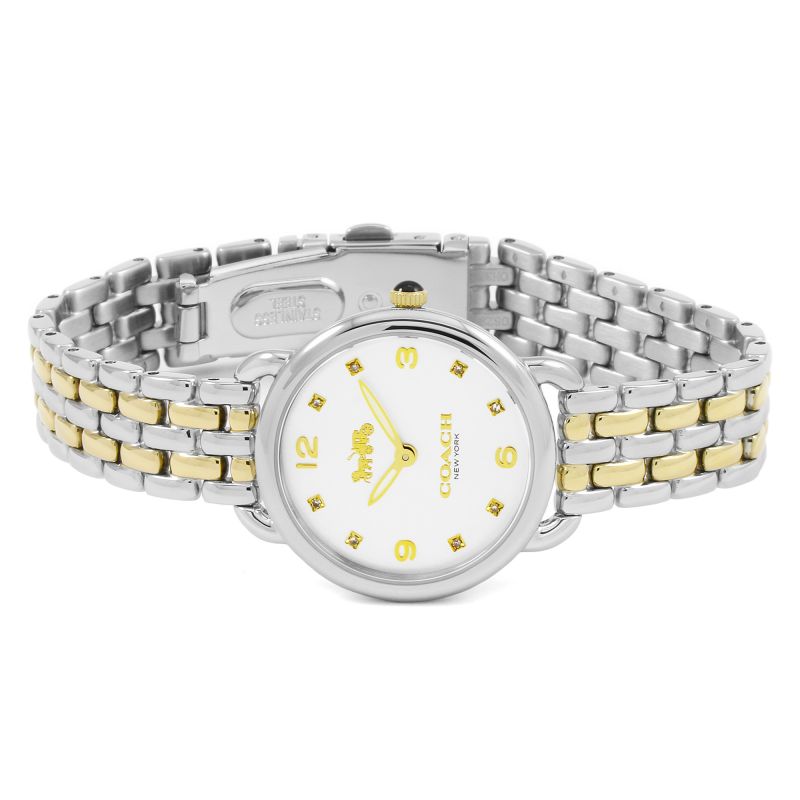 Coach Delancey Slim White Dial Two Tone Steel Strap Watch for Women - 14502784 Buy Now By Coach